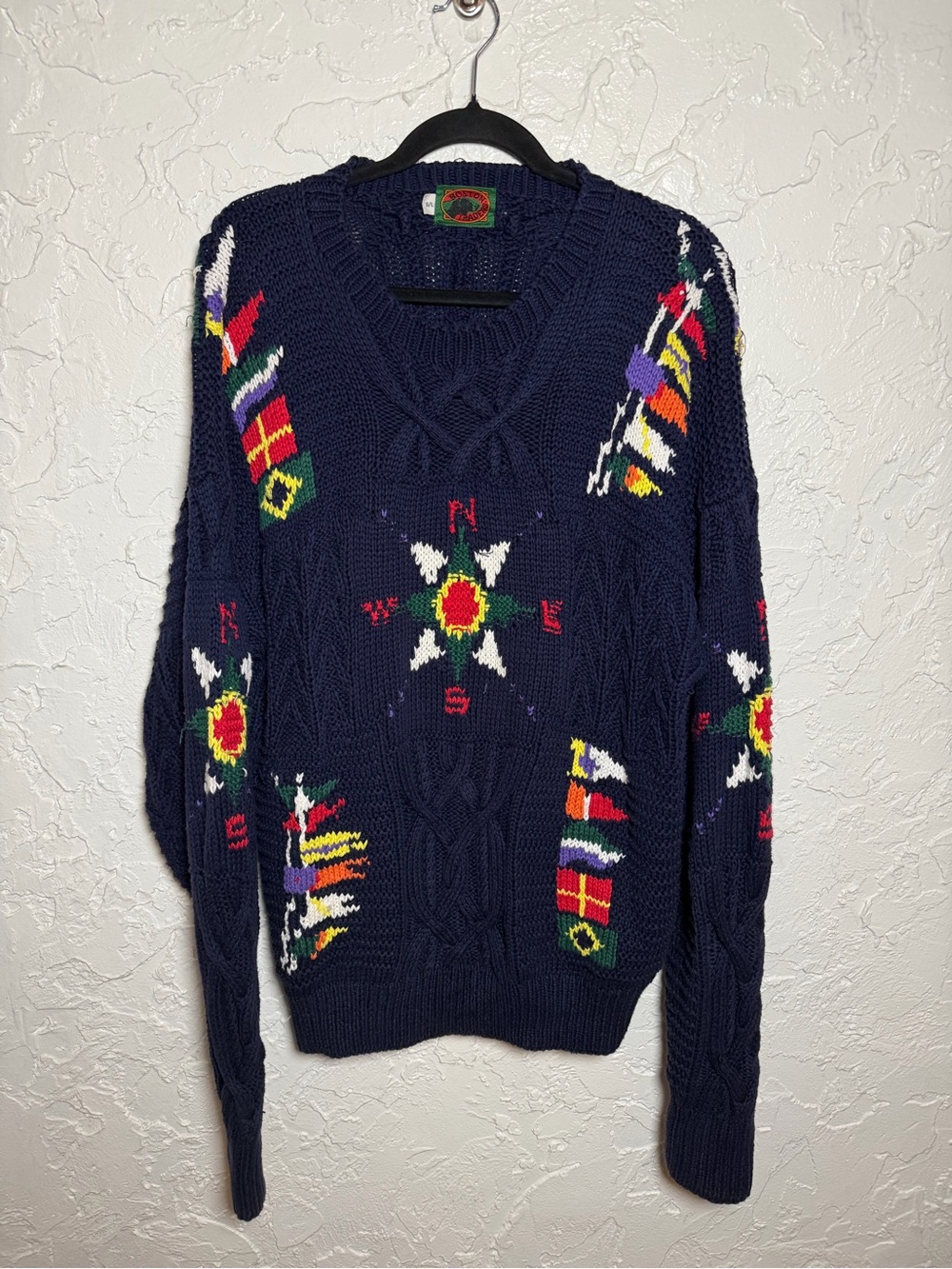 Vintage Boston Traders Navy Crewneck Sweater with Nautical Motifs